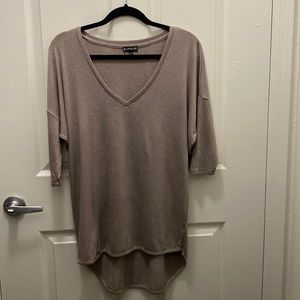 Brown/Gray Express Relaxed Long Sleeve V-Neck Tee